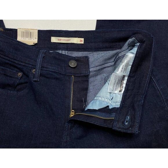 Levi's 505 Straight Jeans Women's 26 Short Dark Navy Blue Super-Stretch Mid-Rise - Picture 7 of 12